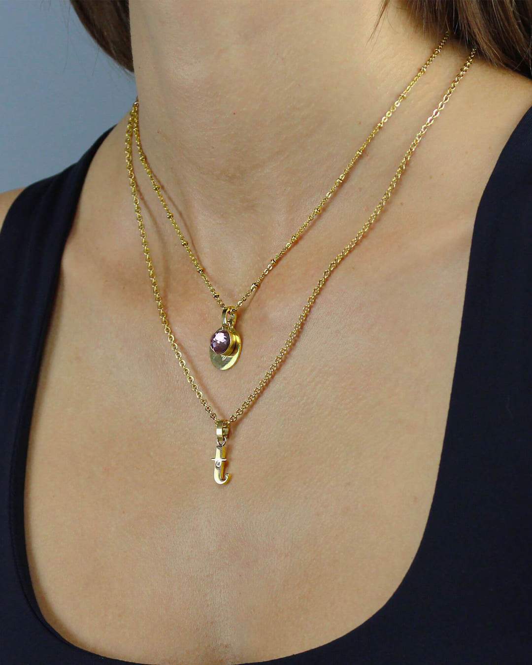 February Devotion Dainty Signature Birthstone Necklace Set, Gold