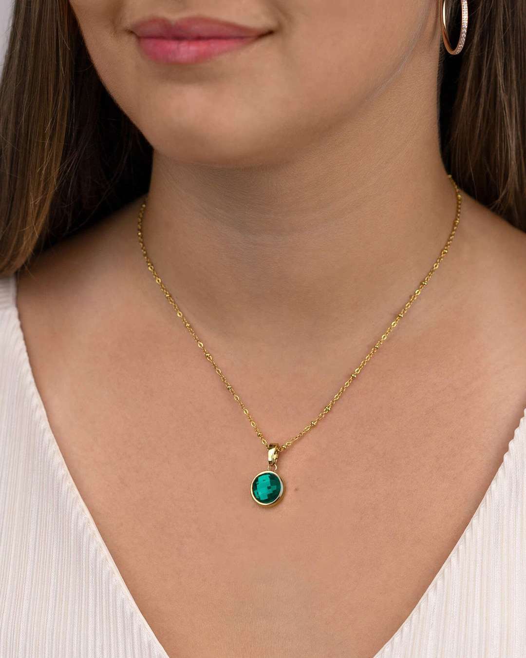 May Birthstone Friendship Signature Pendant, Gold