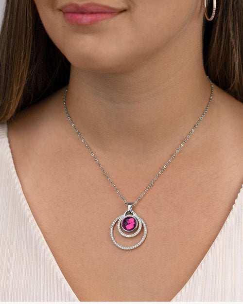 July Birthday Halo Necklace Set, Silver