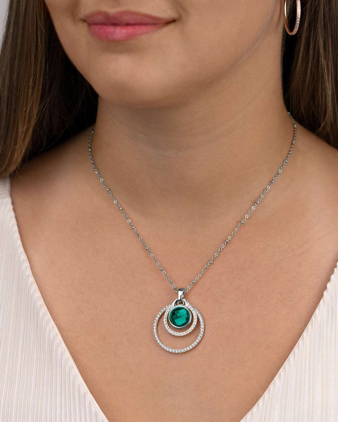 May Birthstone Friendship Signature Pendant, Silver