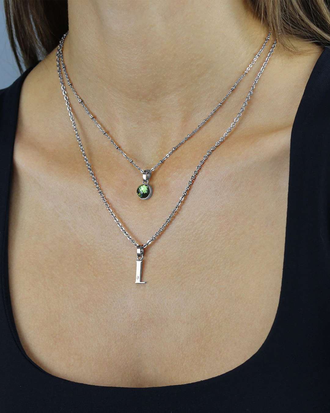 August Birthstone Beauty Dainty Signature Pendant, Silver
