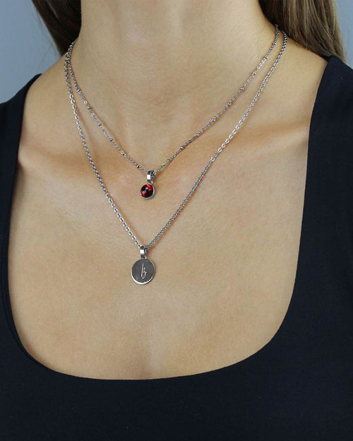 January Passion Dainty Signature Birthstone Necklace Set, Silver