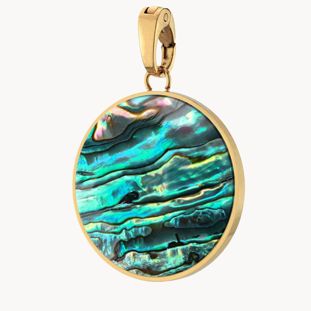 Fearlessness Stone Abalone Shell Signature Statement Pendant, Gold