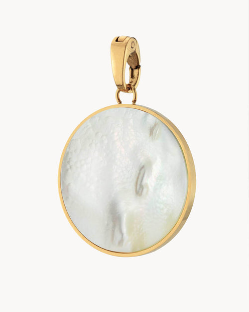 Protection Stone Mother Pearl Signature Statement Pendant, Gold