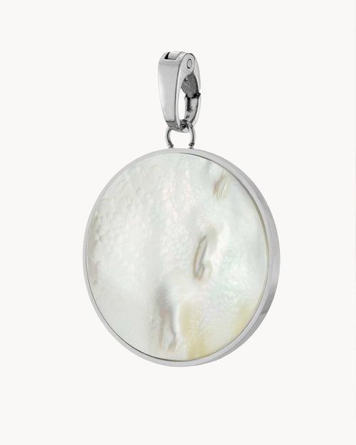 Protection Stone Mother Pearl Signature Statement Pendant, Silver