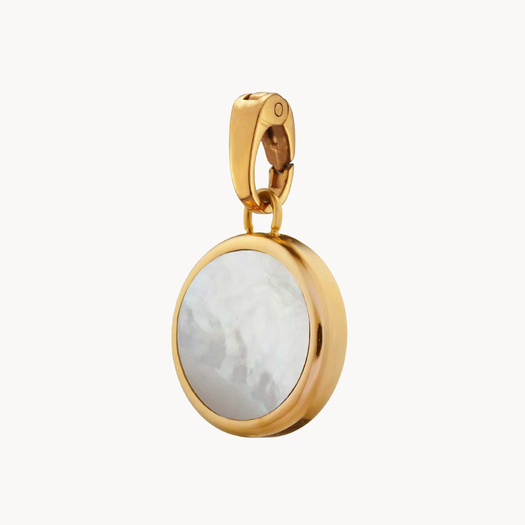 Protection Stone Mother Pearl Signature Pendant, Gold