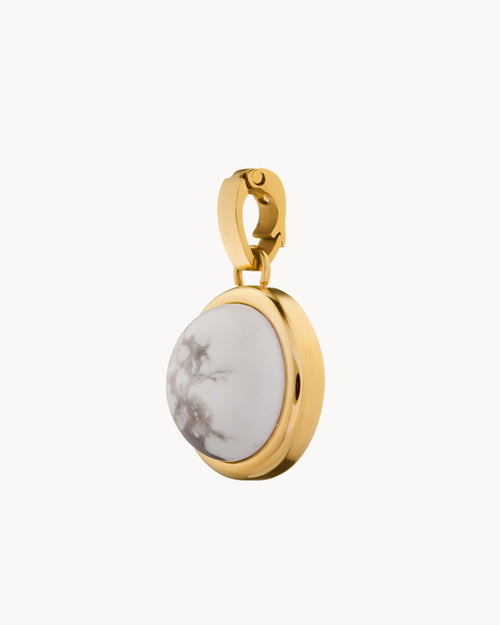 Ambition Stone White Howlite Signature Pendant, Gold