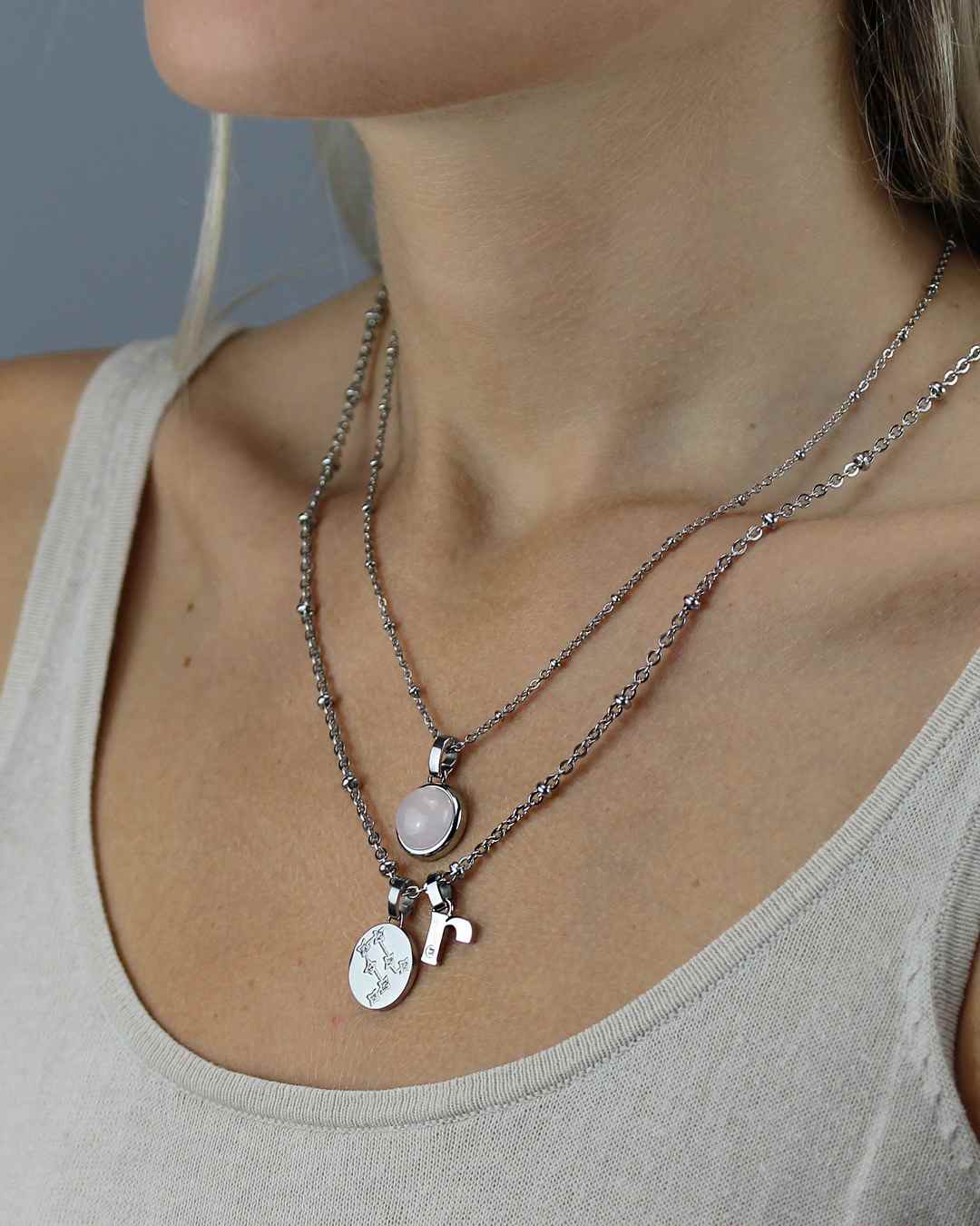 Kindness Stone Pink Quartz Signature Pendant, Silver