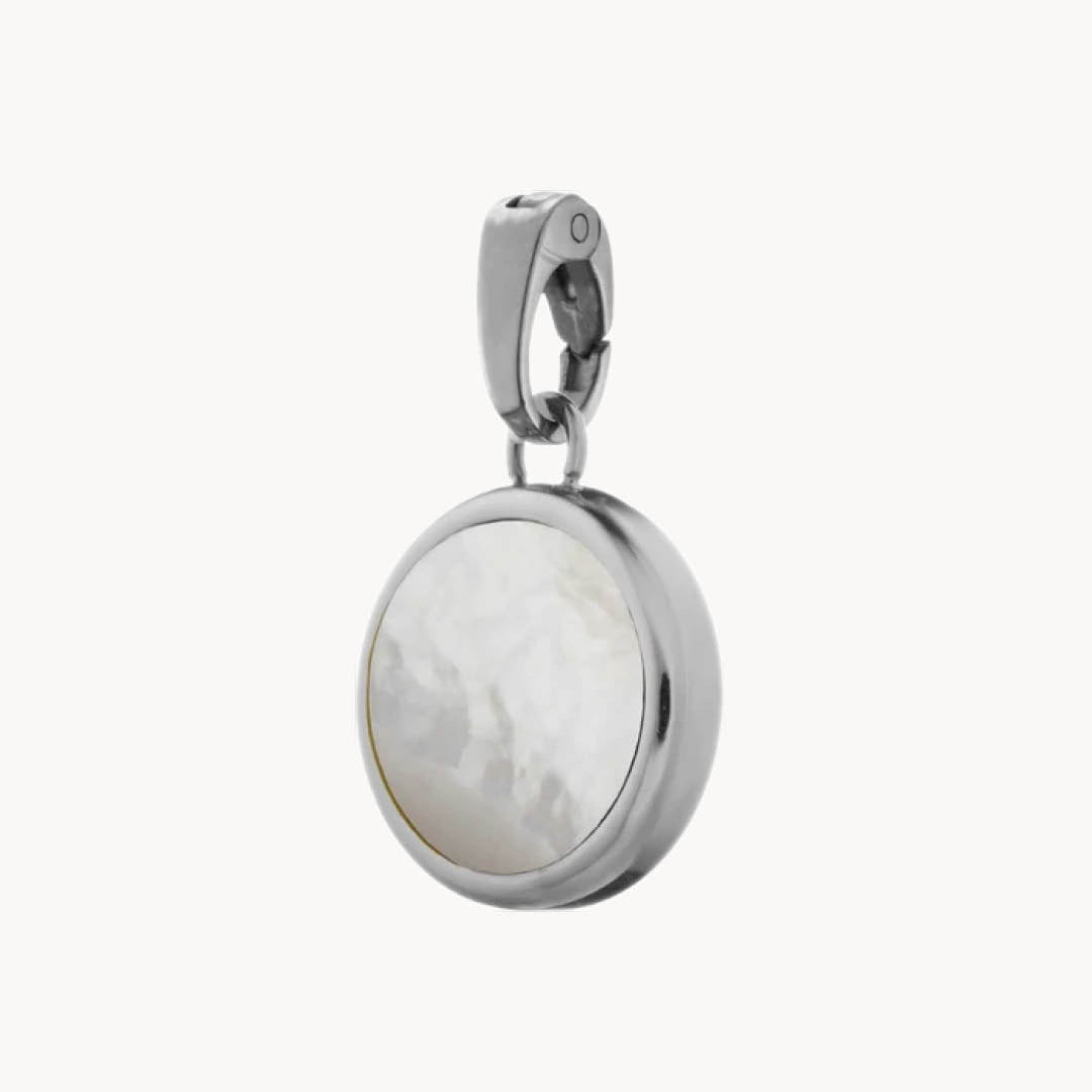 Protection Stone Mother Pearl Signature Pendant, Silver