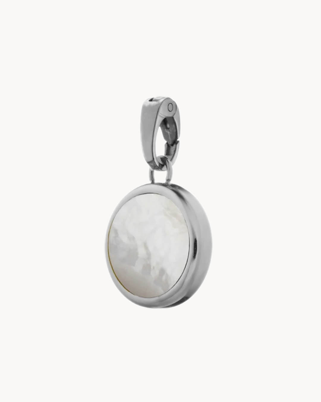 Protection Stone Mother Pearl Signature Pendant, Silver