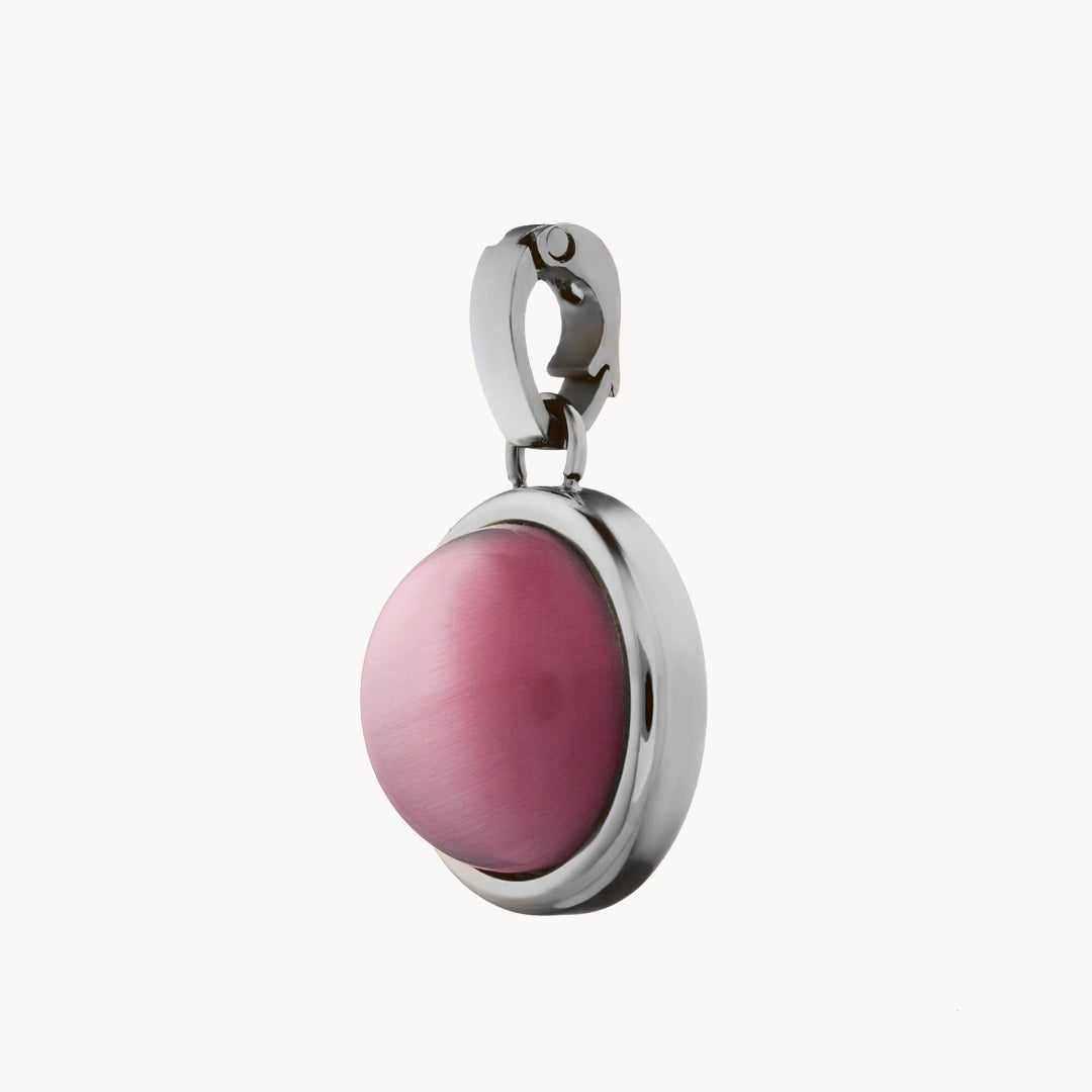 Admiration Stone Pink Cateye Signature Pendant, Silver