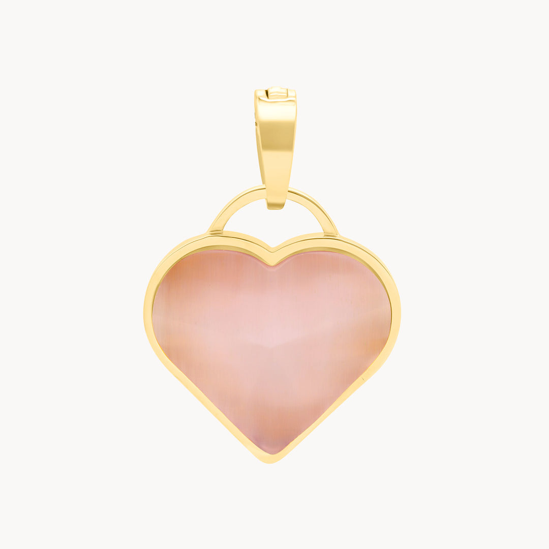 Pure Love Stone Blush Cateye Heart Pendant, Gold