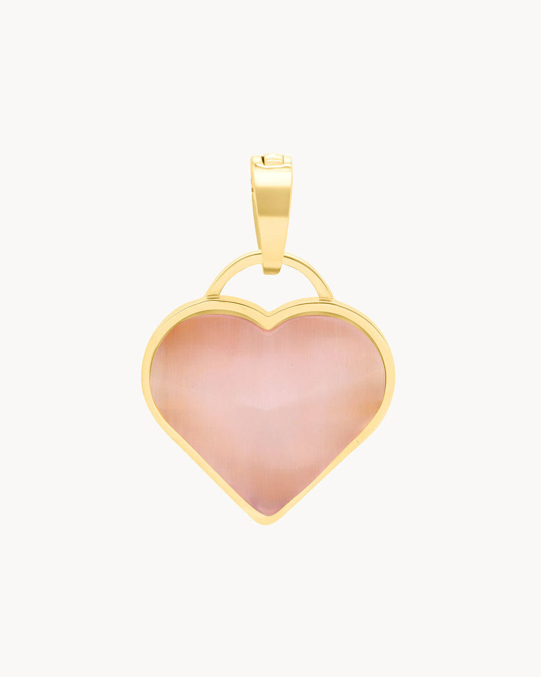 Pure Love Stone Blush Cateye Heart Pendant, Gold
