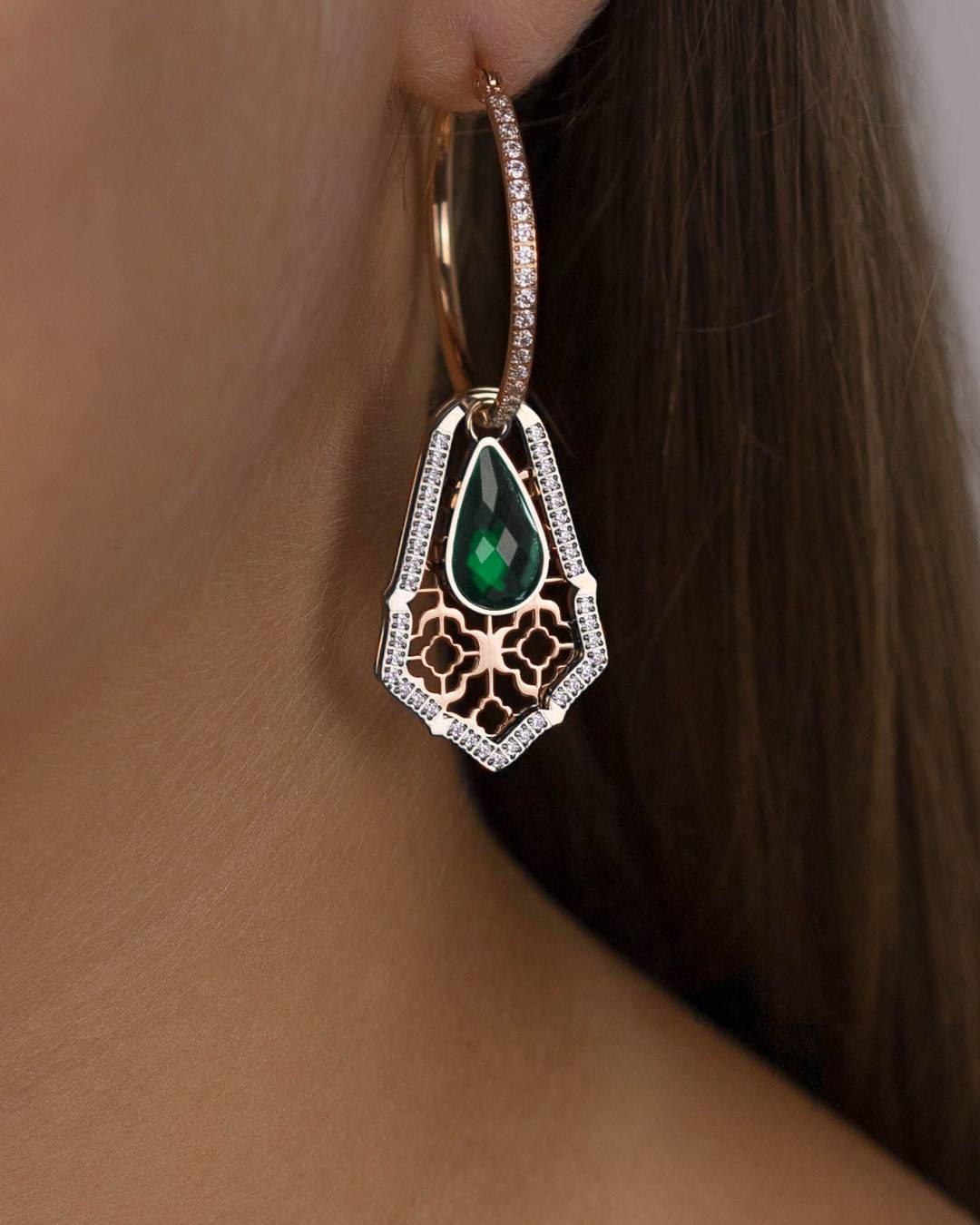 Confidence Stone Emerald Cateye Drop Pendant, Silver