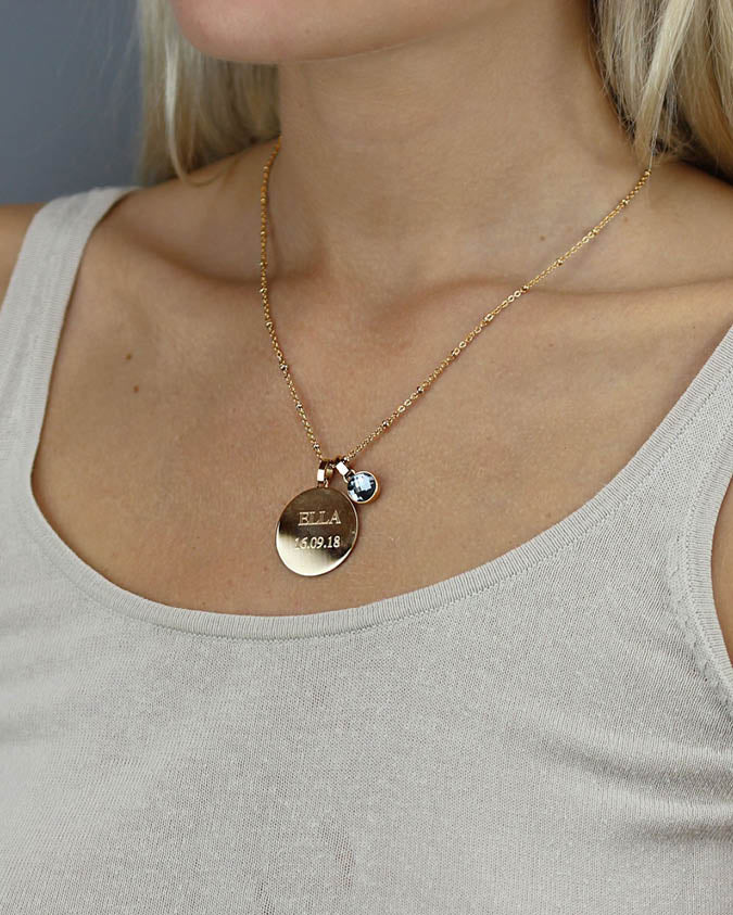 Mother's Day Medium Disc Pendant, Gold