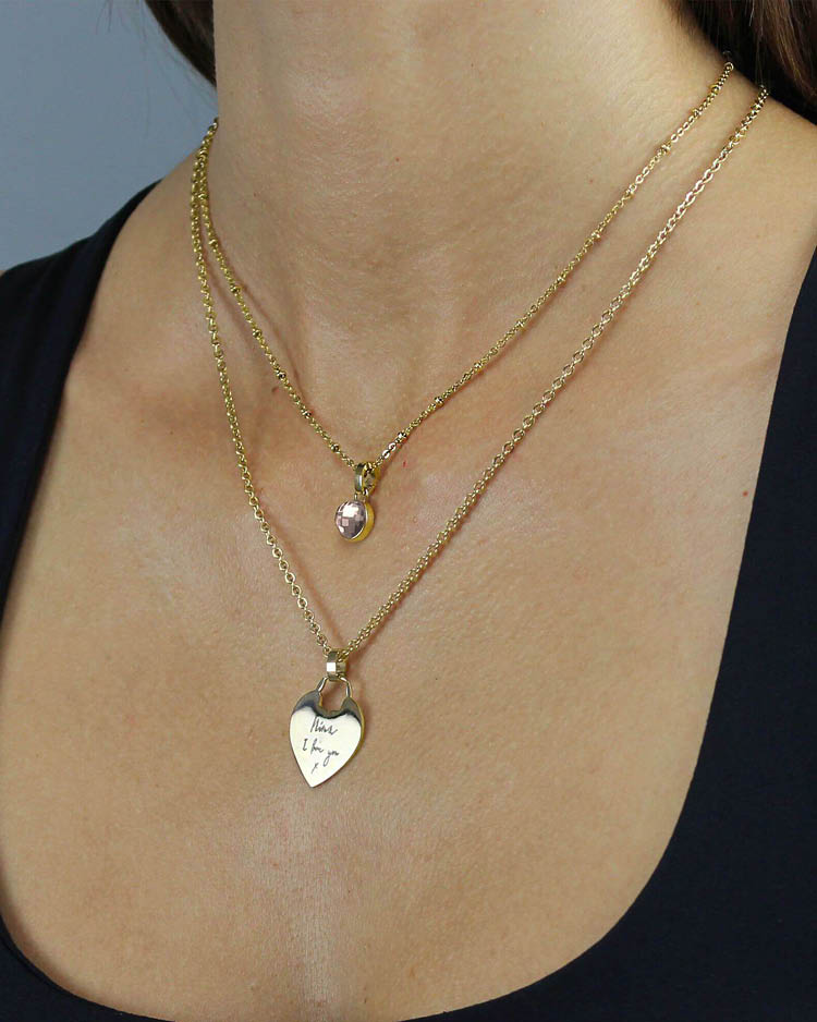 Nanna Heart Engraved Pendant, Gold