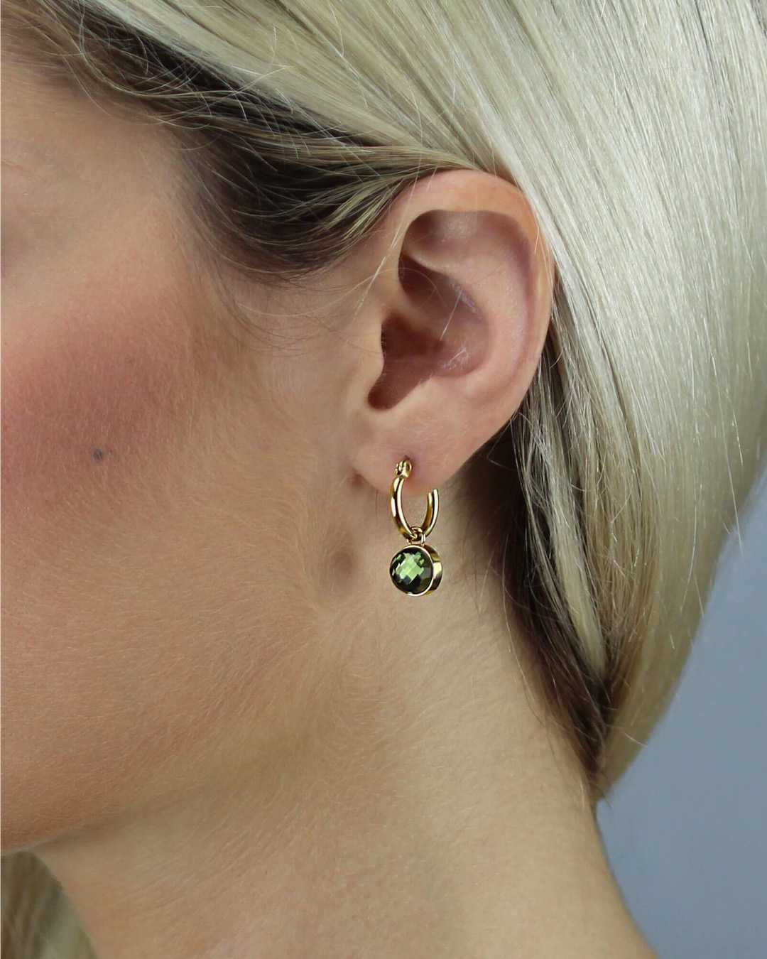 August Birthstone Beauty Dainty Signature Earring Pendants, Gold