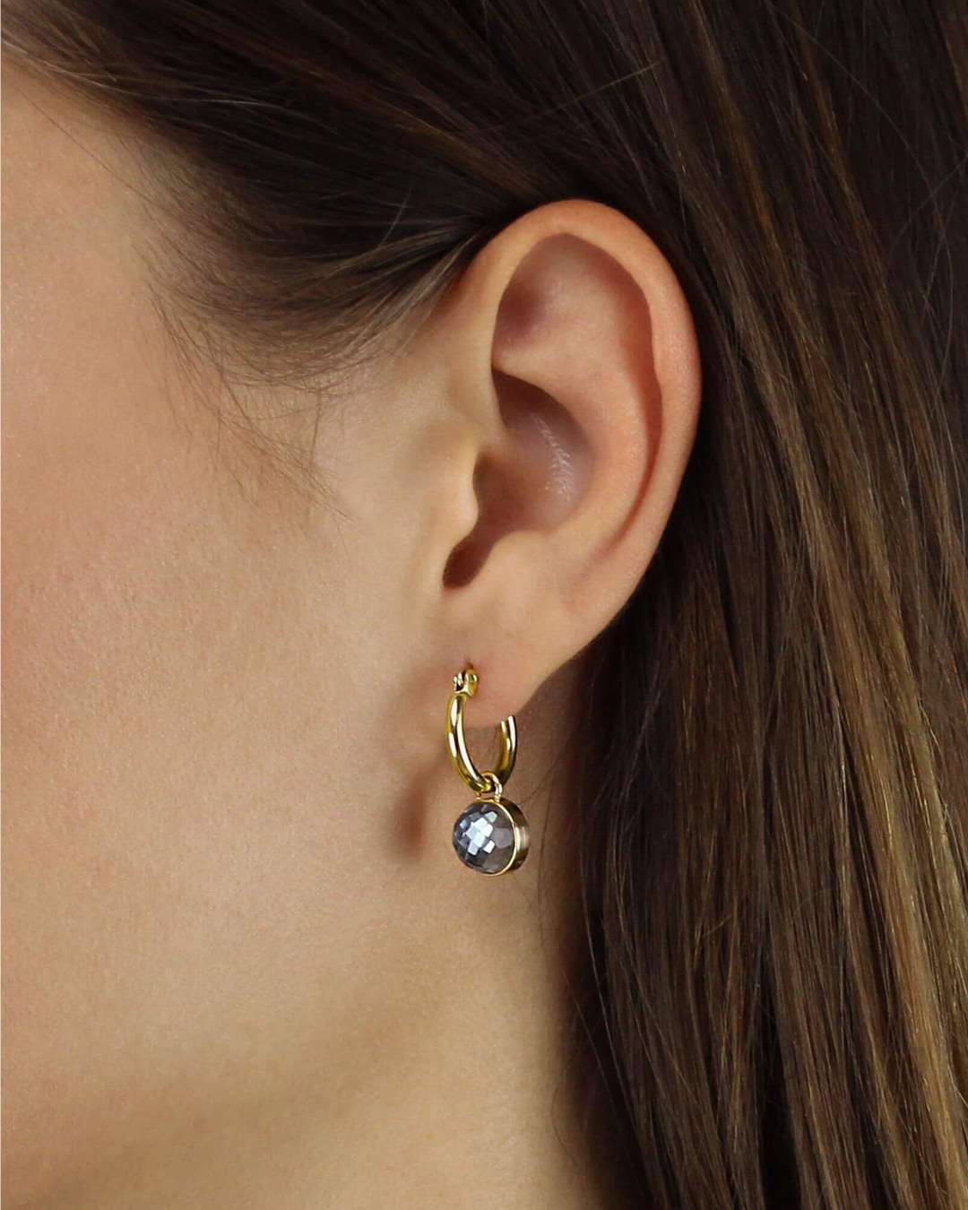June Birthstone Strength Dainty Signature Earring Pendants, Gold