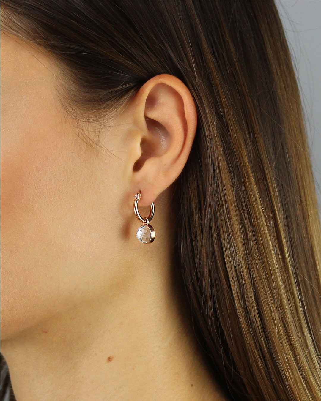 April Birthstone Hope Dainty Signature Earring Pendants, Silver