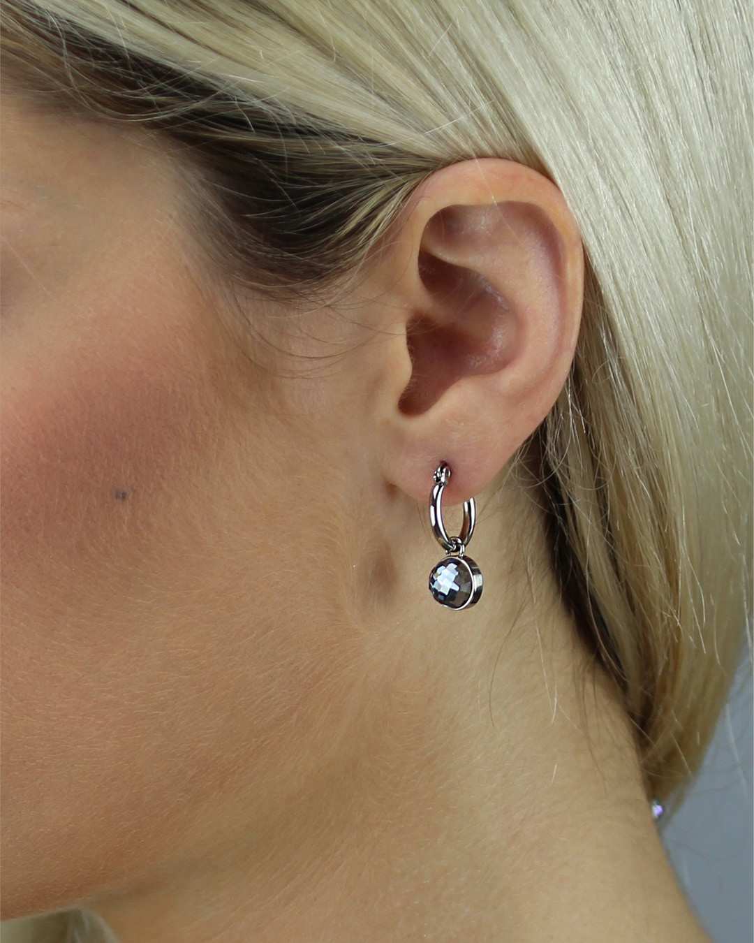 June Birthstone Strength Dainty Signature Earring Pendants, Silver