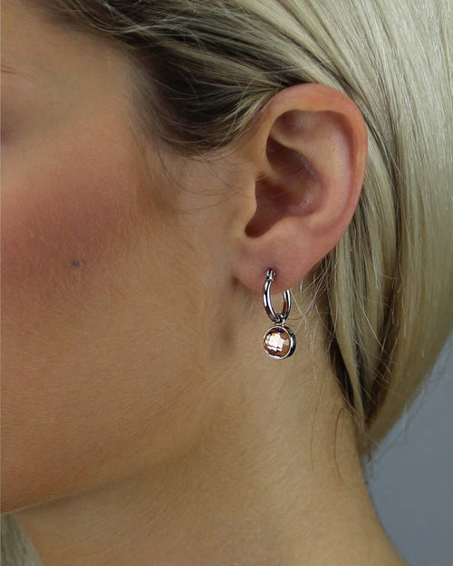 October Birthstone Love Dainty Signature Earring Pendants, Silver