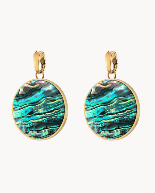 Fearlessness Stone Abalone Shell Statement Earring Pendants, Gold