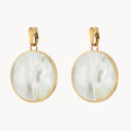 Protection Stone Mother Pearl Statement Earring Pendants, Gold