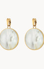 Protection Stone Mother Pearl Statement Earring Pendants, Gold