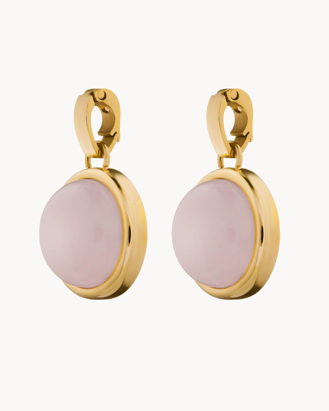 Kindness Stone Pink Quartz Signature Earring Pendants, Gold