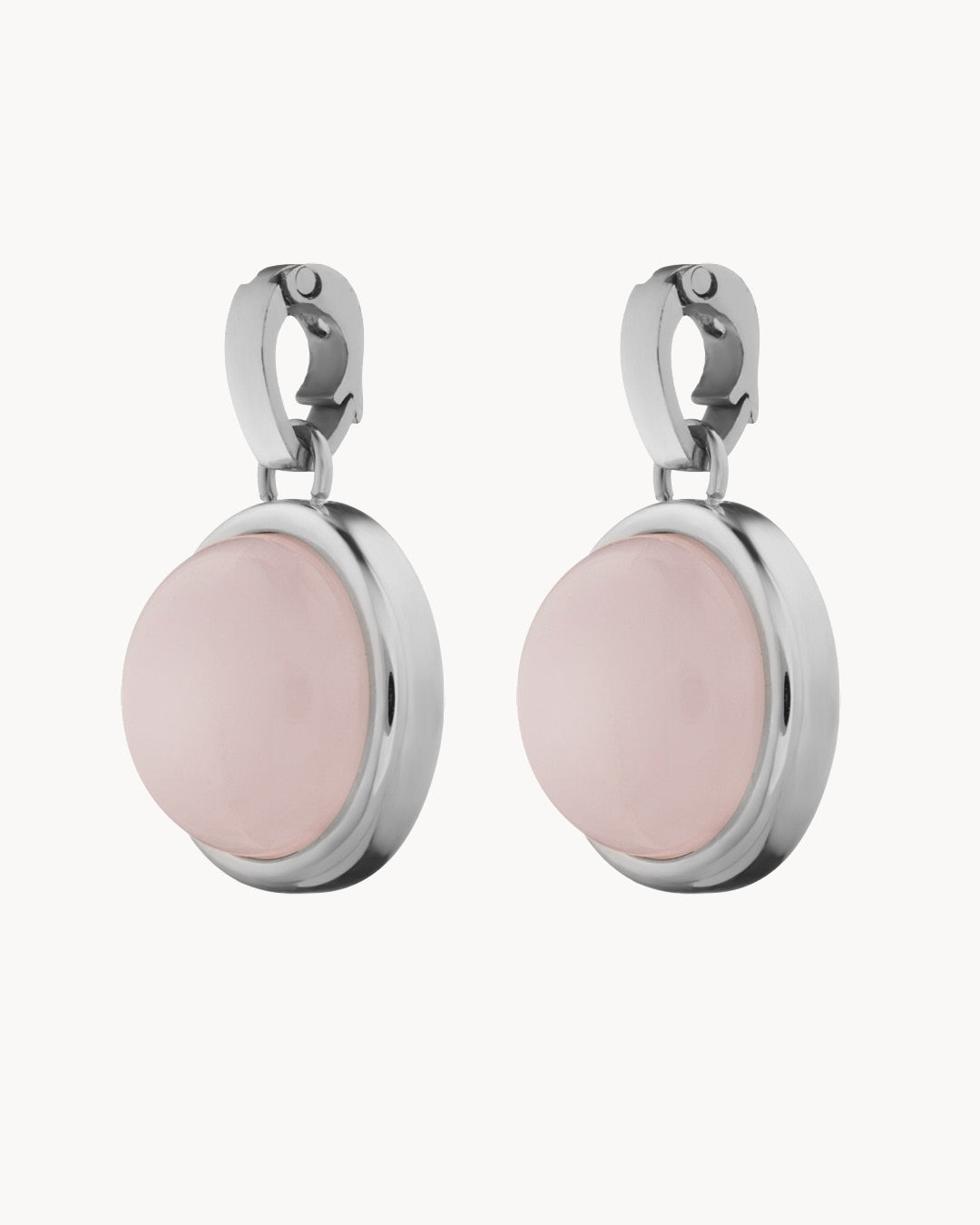 Kindness Stone Pink Quartz Signature Earring Pendants, Silver