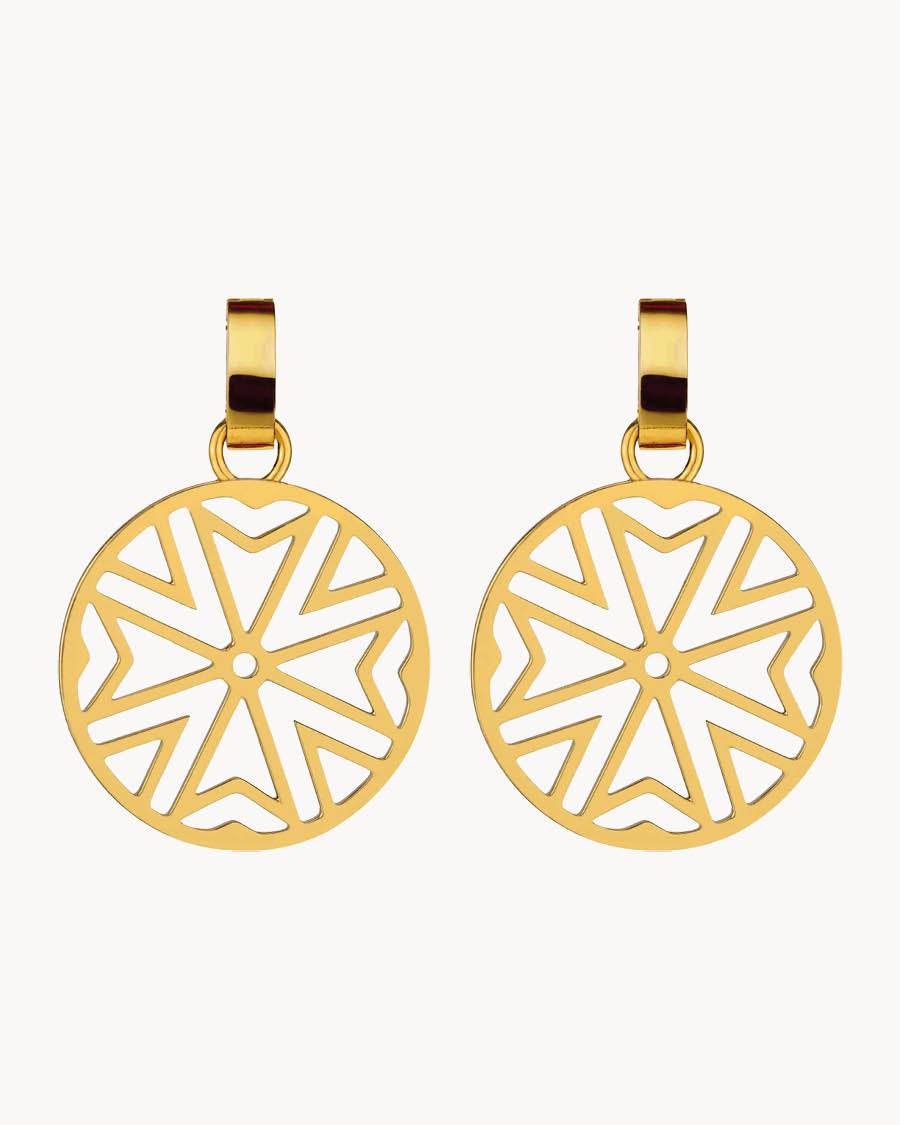 Maltese Cross Hollow Earring Pendants, Gold
