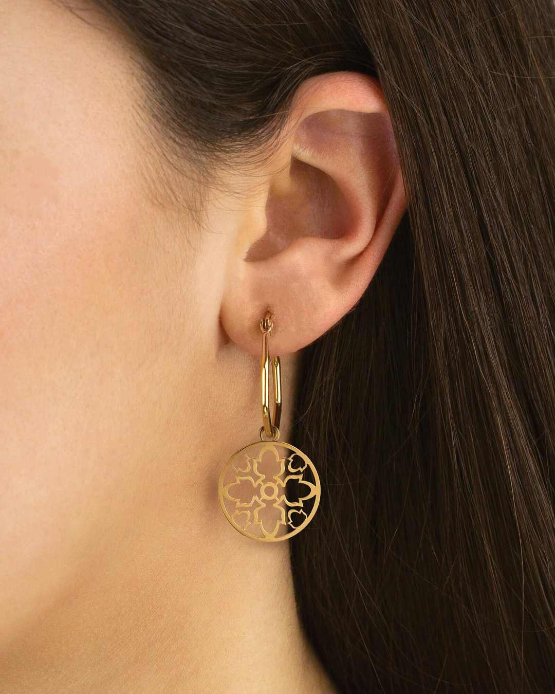 Friendship Flower Hollow Maduma Earring Pendants, Gold