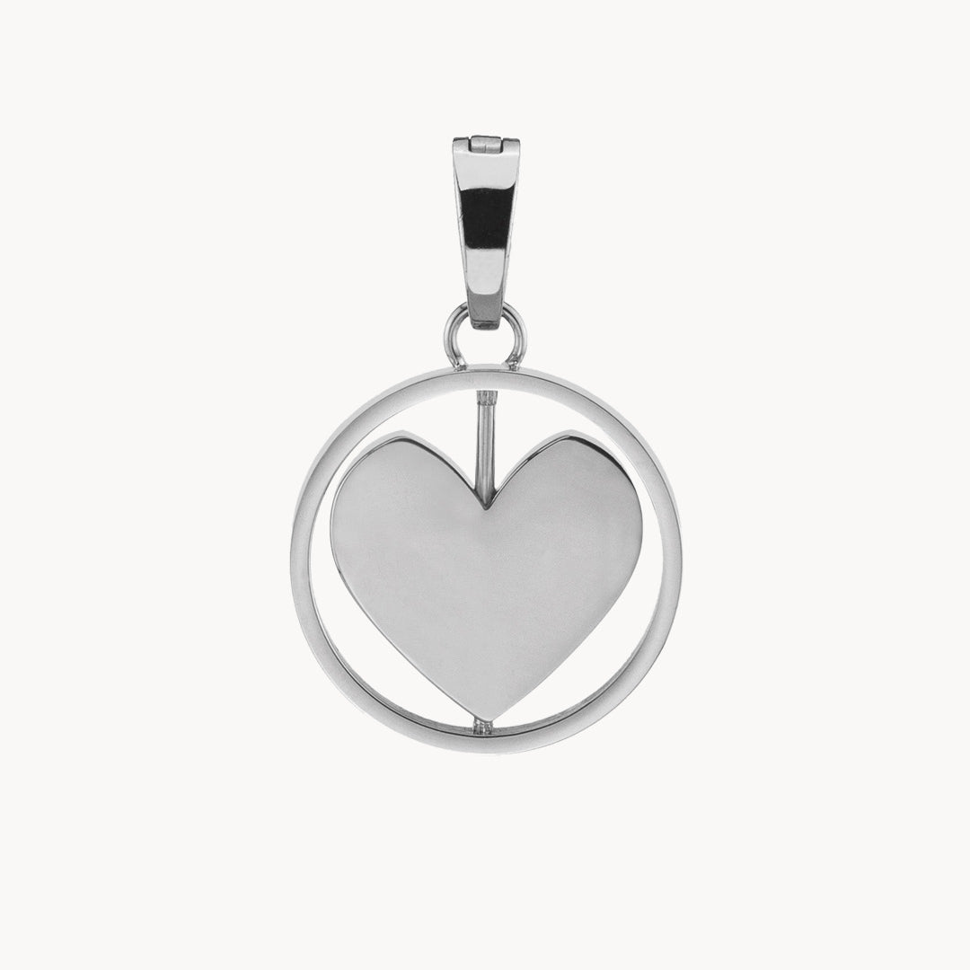 Heart Spin Engravable Pendant, Silver