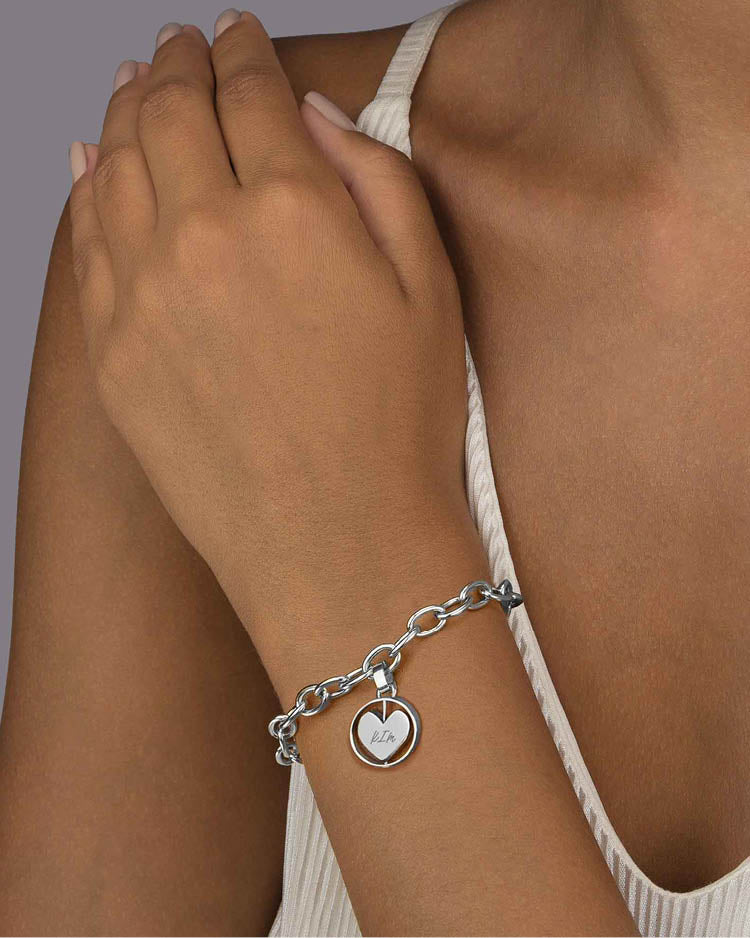 Heart Spin Engravable Pendant, Silver