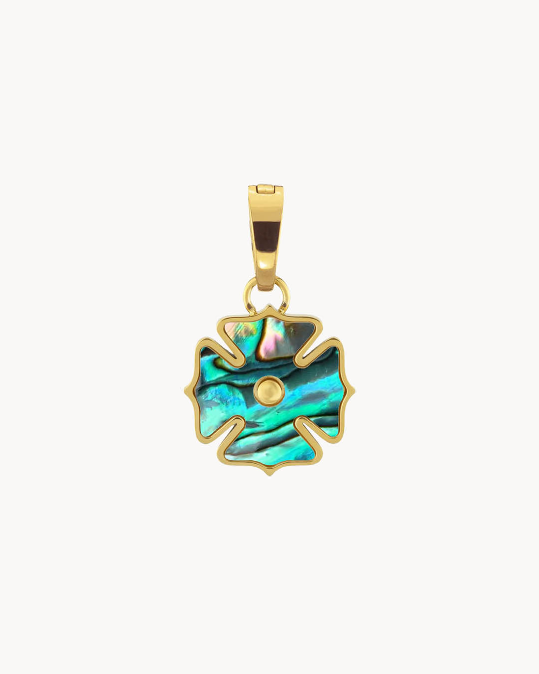 Fearlessness Stone Abalone Shell Fjura Pendant, Gold