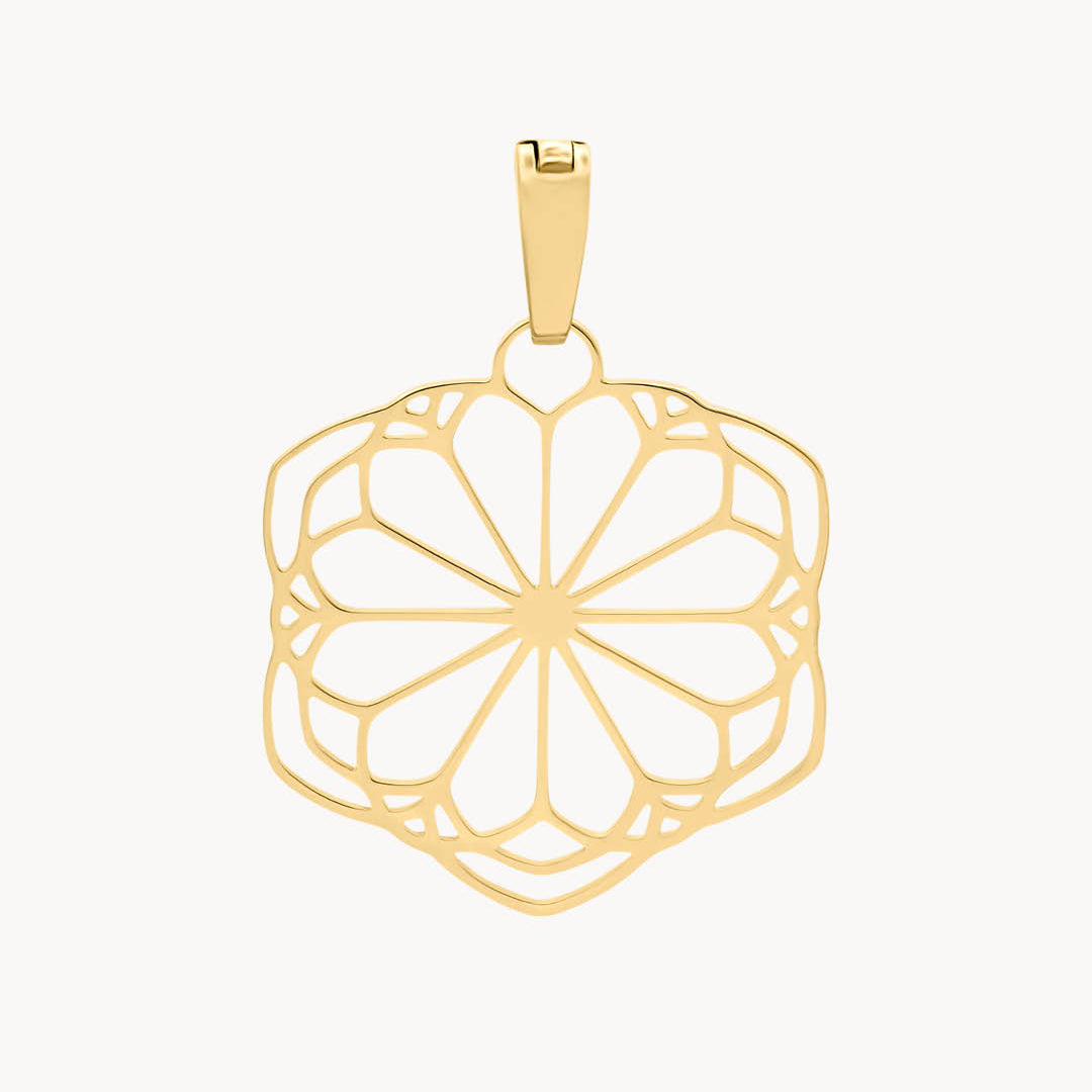 Ta’ Pinu Rose Window Hollow Pendant, Gold