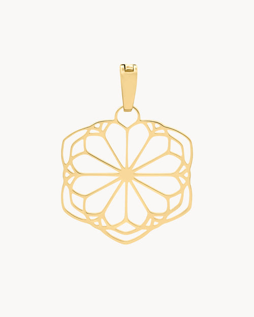 Ta’ Pinu Rose Window Hollow Pendant, Gold