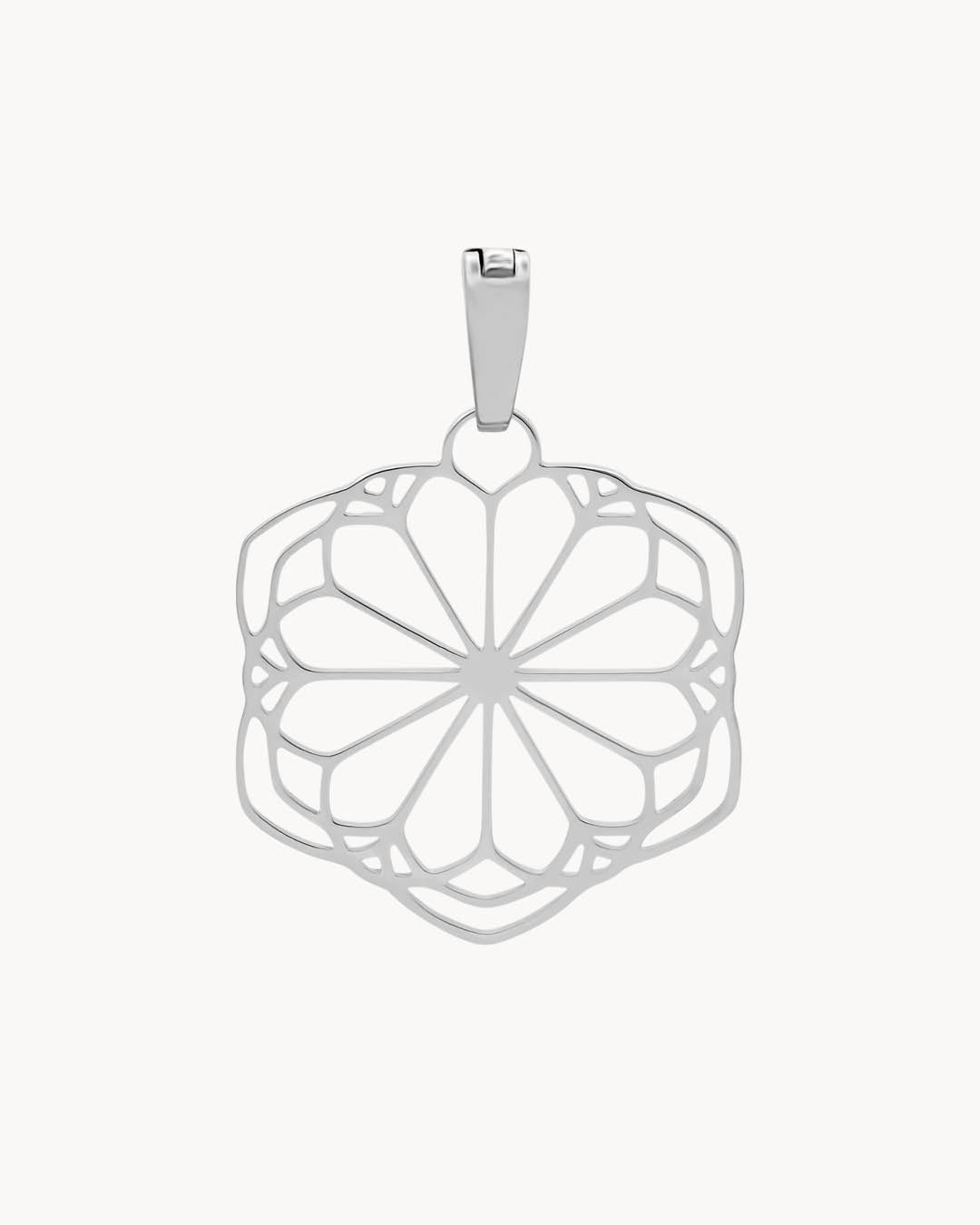 Ta’ Pinu Rose Window Hollow Pendant, Silver