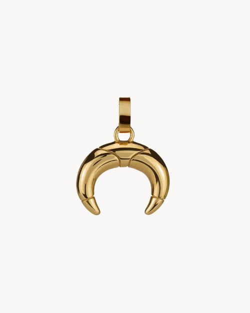 Dainty Crescent Horn Pendant, Gold