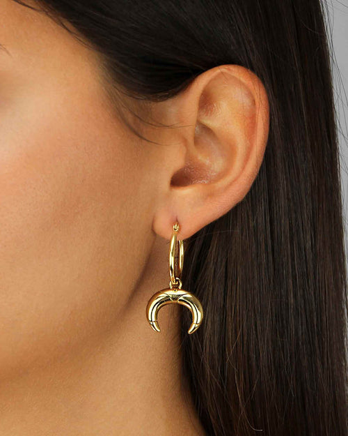 Dainty Crescent Horn Earring Pendants, Gold