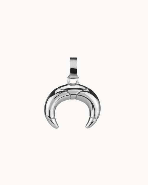 Dainty Crescent Horn Pendant, Silver