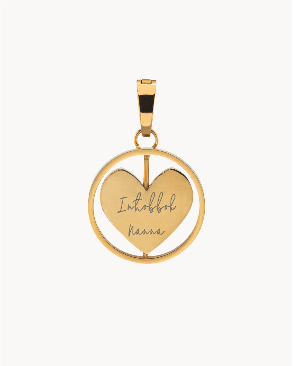 Mother's Day Heart Spin Engravable Pendant, Gold