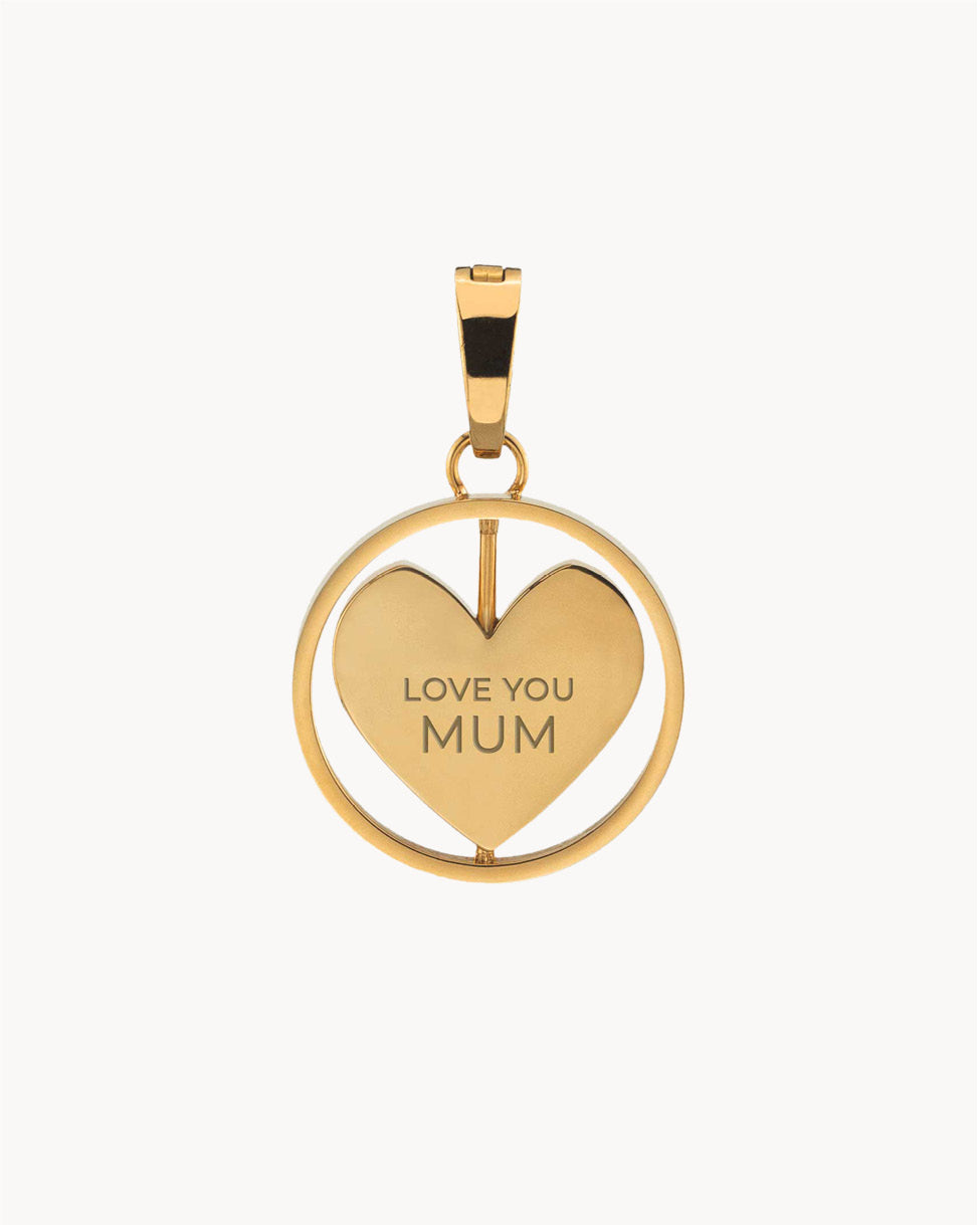 Mother's Day Heart Spin Engravable Pendant, Gold