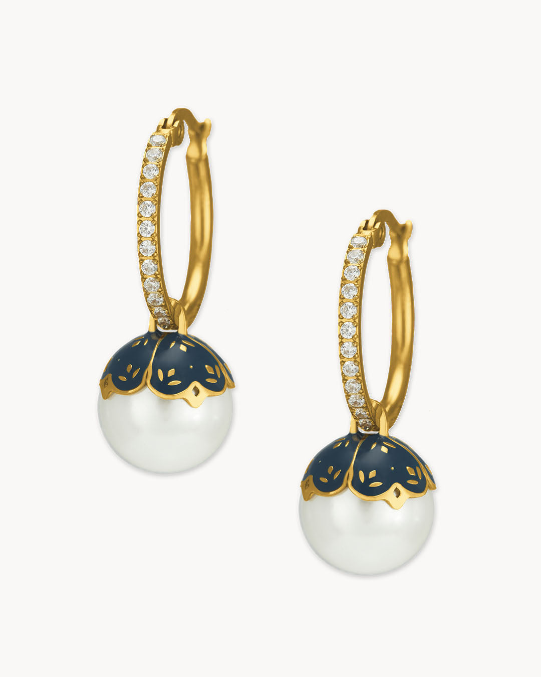 Timeless Pearl Crown Earring Set, Gold
