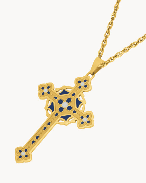 Statement Maduma Salib Shimmer Necklace Set, Gold