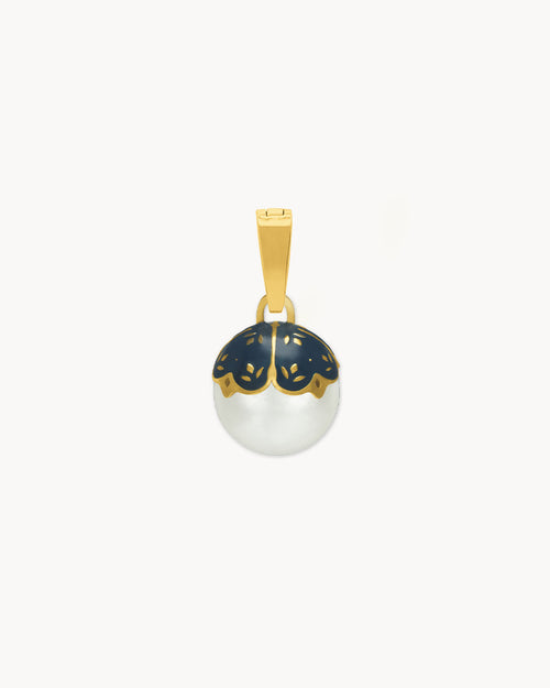 Timeless Stone Mother Pearl Crown Pendant, Gold