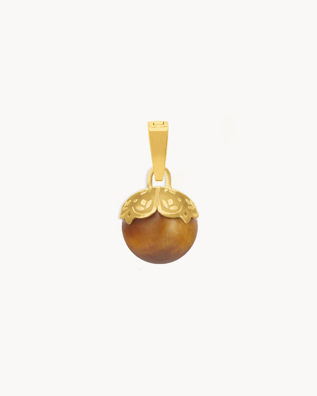 Resilience Stone Tiger Eye Crown Pendant, Gold