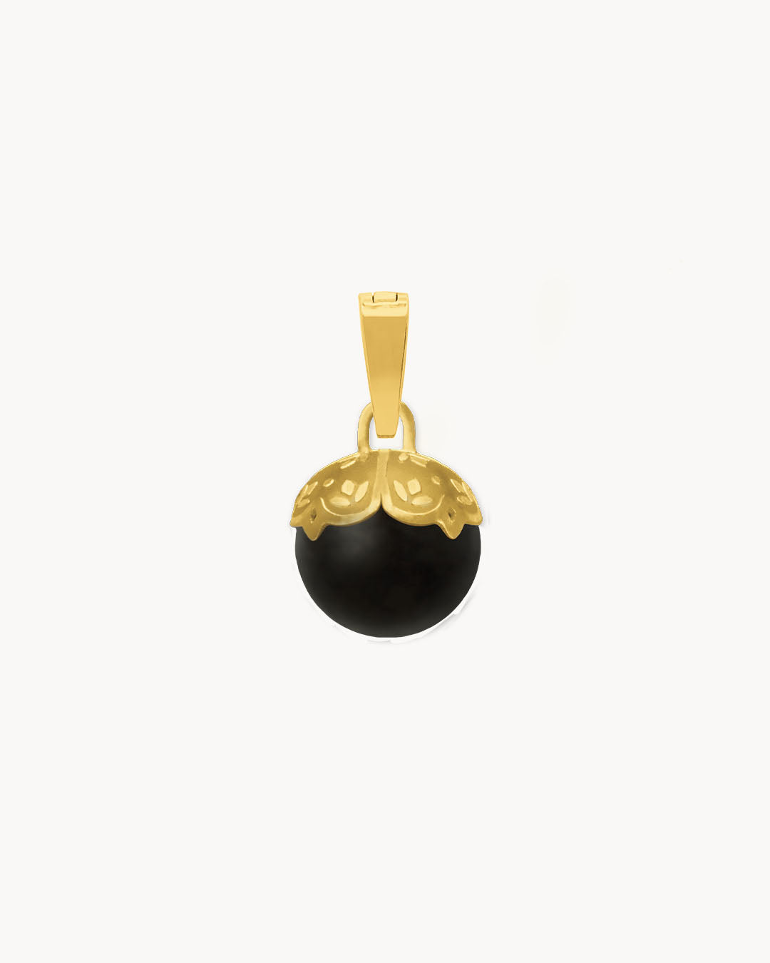 Power Stone Μαύρο μενταγιόν Cateye Crown, χρυσό