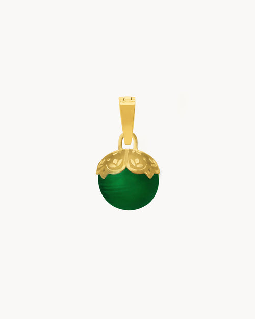 Confidence Stone Emerald Cateye Crown Pendant, Gold