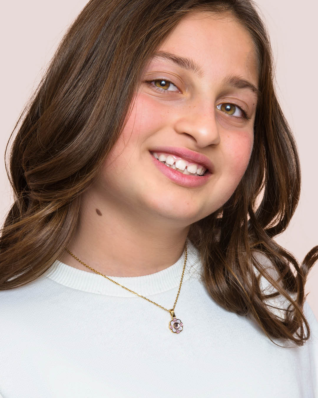 Pink Water Lily Necklace Set, Gold
